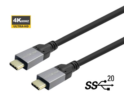 Vivolink USB-C Gen.2, 20Gbps, 100W, 1m - Svart