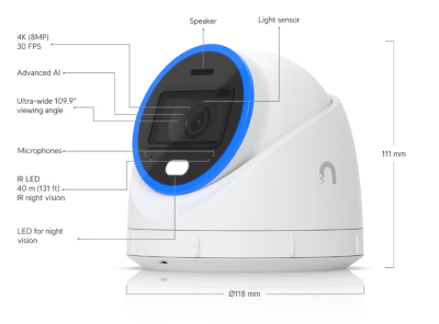 Ubiquiti Networks UniFi AI Turret, 4K@30fps, IR 40m, AI, inomhus/utomhus IP66, PoE+#7