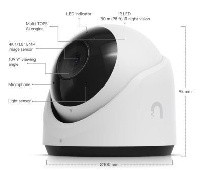 Ubiquiti Networks UniFi G6 Turret, 4K@30fps, IR 30m, inomhus/utomhus, PoE - Vit#7