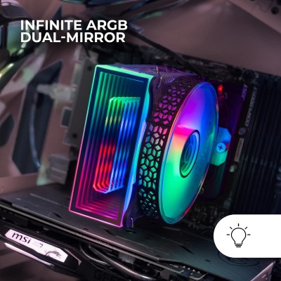 Mars Gaming MCPU-VR svart, CPU-kylare, dubbel ARGB Infinity Mirror, 4 Heatpipes HCT, TDP 180W, ultra-tyst fläkt PWM 12 cm#2