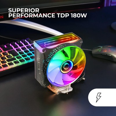 Mars Gaming MCPU-VR svart, CPU-kylare, dubbel ARGB Infinity Mirror, 4 Heatpipes HCT, TDP 180W, ultra-tyst fläkt PWM 12 cm#3