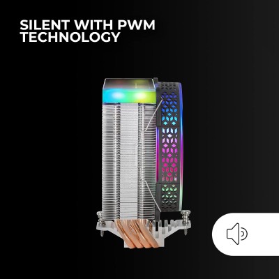 Mars Gaming MCPU-VR svart, CPU-kylare, dubbel ARGB Infinity Mirror, 4 Heatpipes HCT, TDP 180W, ultra-tyst fläkt PWM 12 cm#4