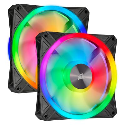 Fläkt 140 mm Corsair QL140, RGB, 2-Pack inkl. Lightning Node CORE