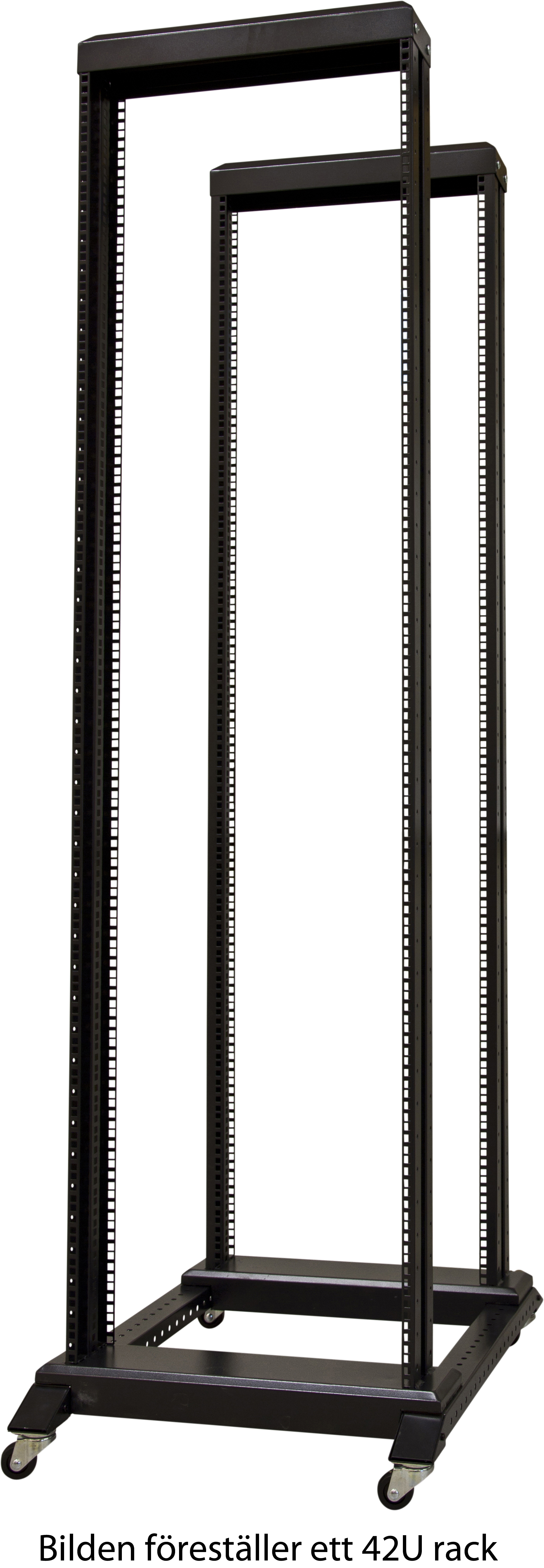 TOTEN, 19" golvrack på hjul, 37U, 600x800mm, omonterat - Svart