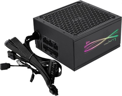 Aerocool halvmodulär RGB 1 000 W strömförsörjning, 80 Plus guld 90%, japanska kondensatorer, APFC 14 cm FDB-fläkt, ATX 3.0 och PCIe 5.0, ARGB-kompatibel, 5 års garanti, svart