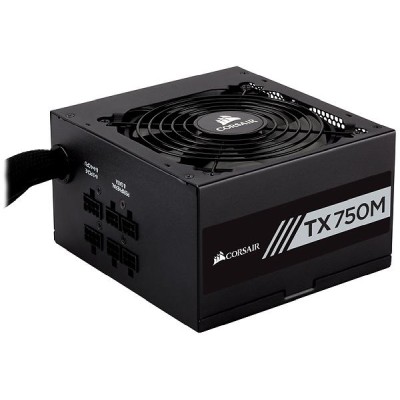 Corsair TX750M V3 750W, ATX, 120 mm fläkt, 80PLUS Gold, löstagbara kablar