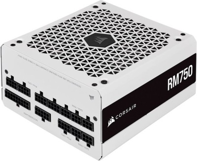 Corsair RM750 750W (2021), ATX, 140 mm fläkt, 80PLUS Gold, semipassivt, löstagbara kablar - Vit