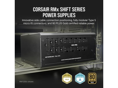 Corsair RM750x Shift 750W, ATX, 140 mm fläkt, 80PLUS Gold, löstagbara kablar - Svart#2