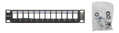 10" Patchpanel Deltaco, 12 portar, Keystone, 1U, metall - Svart#2