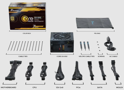 Seasonic Core GX ATX 3 (2024) 650W, ATX 3.1, 120 mm fläkt, 80PLUS Gold, löstagbara kablar#3