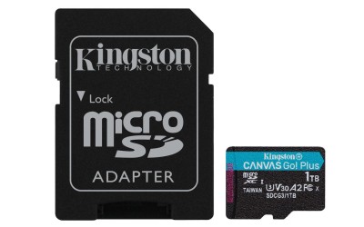 Micro Secure Digital SDXC 1 TB Kingston Canvas Go! Plus, 170 MB/sek, Class 10, U3, V30, A2, inkl. SD-adapter