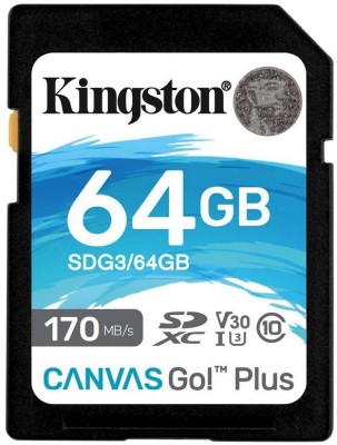 Secure Digital SDXC 64 GB Kingston Canvas Go! Plus, 170/90 MB/sek, Class 10, UHS-I U3, V30