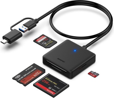 Minneskortsläsare, 4-i-1 USB 3.0 och USB-C till SD Micro SD MS CF-kortläsaradapter, 4 kort samtidigt läs- och skrivbar, kompatibel med iPhone 15-serien, MacBook Pro/Air 2023 och mer#1