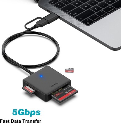 Minneskortsläsare, 4-i-1 USB 3.0 och USB-C till SD Micro SD MS CF-kortläsaradapter, 4 kort samtidigt läs- och skrivbar, kompatibel med iPhone 15-serien, MacBook Pro/Air 2023 och mer#3