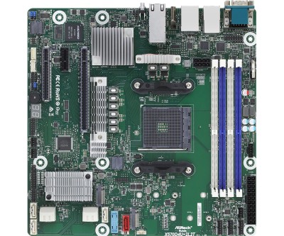ASRock Rack X570D4U-2L2T, AMD Socket AM4, X570, MicroATX, 4xDDR4, PCI Express, 2xM.2 + SATA3 RAID, VGA, USB 3.2 Gen2, 2x10Gbe+2xGigaLAN