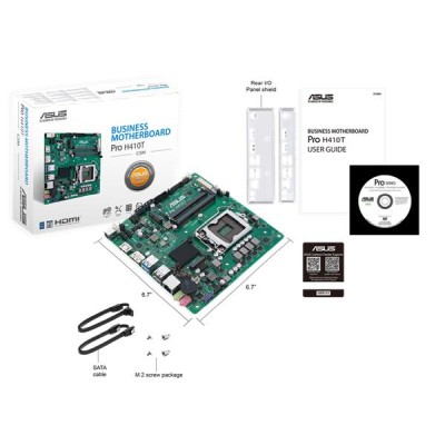 Asus PRO H410T/CSM, Intel LGA1200, H410, PCI Express, Thin Mini-ITX, 2xDDR4, 2xM.2 + SATA3, HDMI/DP, USB 3.2, 7.1 audio, GigaLAN#3