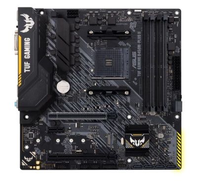 Asus TUF B450M-PLUS II GAMING, AMD Socket AM4, B450, MicroATX, 4xDDR4, CrossFireX, 2xPCI Express, M.2 + SATA3 RAID, DVI/HDMI, 7.1-ljud, USB-C, GigaLAN, Aura RGB