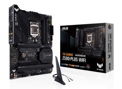 Asus TUF Gaming Z590-Plus WIFI, Intel LGA1200, Z590, 2xPCI Express, ATX, 4xDDR4, 3xM.2 + SATA3 RAID, HDMI/DP, USB-C, 7.1 audio, 2.5Gbe LAN, WiFi 6, Bluetooth, Aura Sync RGB