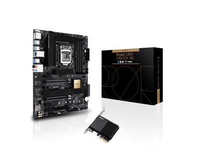 Asus ProArt Z490-CREATOR 10G, Intel LGA1200, Z490, 3xPCI Express, CrossFireX, ATX, 4xDDR4, 2xM.2 + SATA3 RAID, HDMI/2xDP, Thunderbolt 3/USB-C, 7.1 audio, 10G+GigaLAN, Aura Sync