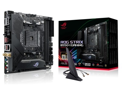 Asus ROG Strix B550-I GAMING, AMD Socket AM4, B550, Mini-ITX, 2xDDR4, PCI Express, 2xM.2 + SATA3 RAID, HDMI/DP, SupremeFX 7.1-ljud, USB-C, 2.5Gbe LAN, WiFi 6, Bluetooth, Aura Sync RGB#1