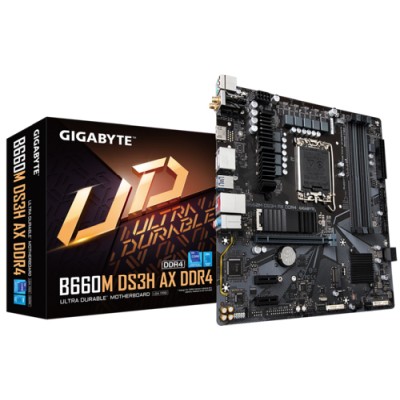 Gigabyte B660M DS3H AX DDR4, Intel LGA1700, PCI Express, MicroATX, 4xDDR4, 2xM.2 + SATA3 RAID, HDMI/2xDP, USB-C, 2.5Gbe LAN, WiFi 6, Bluetooth, RGB Fusion 2.0