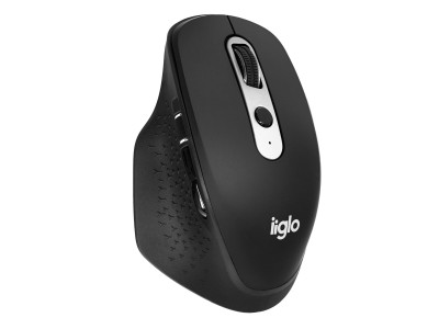 iiglo MX Multi trådlös mus 2,4 GHz och Bluetooth dubbelt läge, tyst, ergonomiskt, uppladdningsbart, 2 rullh