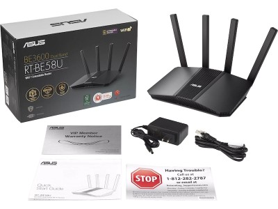 Trådlös router Asus RT-BE58U Wireless BE3600 med 4-port 2.5GbE switch, AiMesh, WiFi 7#3