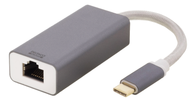 DELTACO PRIME USB-C nätverksadapter, aluminium, rymdgrå