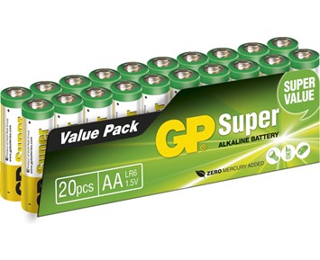Gp Super Alkaline AA-batteri, 15A/LR6, 20-pack