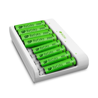 GP ReCyko Battery Charger, E811 (USB), incl. 4 x AA 2100 mAh + 4 x AAA 850 mAh Batteries