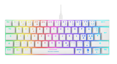 Deltaco WK85R mekaniskt tangentbord i 60% layout, RGB, röda brytare - Vit#2