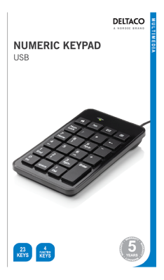 Numeriskt tangentbord DELTACO, 23 tangenter, 4 mediatangenter, USB#2