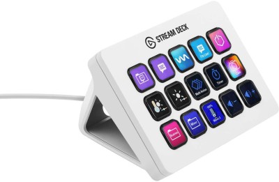 Elgato Stream Deck MK.2 White Edition, USB-C, 15 programmerbara LCD-knappar, perfekt för bl.a. OBS, Twitch och YouTube - Vit