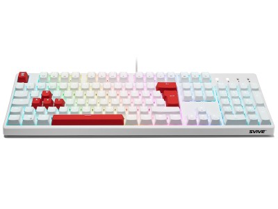 Svive Triton Full red switch (vit) Gamingtangentbord i full storlek, mekaniskt, nordisk layout, RGB,PBT-keykaps#2