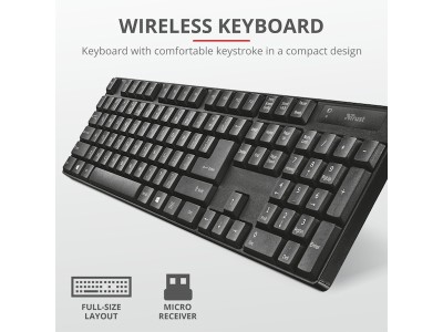 Trust QOBY 4in1 home office paket Inkluderar trådlöst tangentbord, kompakt kompakt mus, HD-webbkamera och headset#6