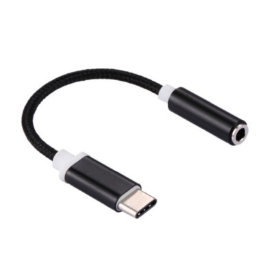 USB-C for 3.5mm Aux adapter, Black/Nylon