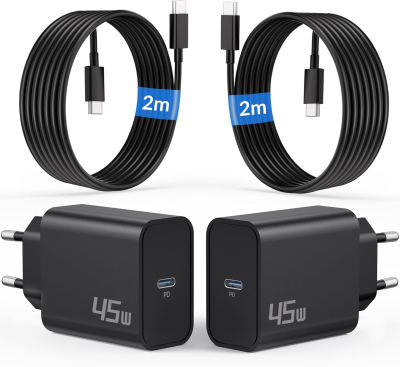 45W Snabbladdare USB-C-Charger för Samsung Galaxy S25 Ultra S24 S23 S22 S21 FE 5G S20, Tab S8 S9, Macbook, iPad, iPhone 16 15, Google Pixel 9 8 7, Laddare PD USBC Plug med 2M typ C-kabel