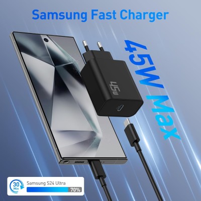 45W Snabbladdare USB-C-Charger för Samsung Galaxy S25 Ultra S24 S23 S22 S21 FE 5G S20, Tab S8 S9, Macbook, iPad, iPhone 16 15, Google Pixel 9 8 7, Laddare PD USBC Plug med 2M typ C-kabel#2