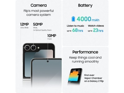 Samsung Galaxy Z Flip6 5G 256 GB, 6.7" FHD+, 50/12/10 Mpixel kamera, Dual SIM, Android - Silver Shadow#5