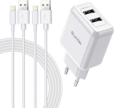 USB Laddare, iPhone-Laddarkabel med Strömadapter, 2-Ports Kontakt/Adapter med PD/QC, Snabbladdare med DUBBLA (2st) 2m Kablar, Kompatibel med iPhone 13/12/11/Pro/Max/mini/SE/XR/XS/8/iPad