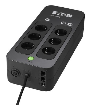 Eaton 3S 550 DIN, 550VA/330W, 3+3 utgångar, USB