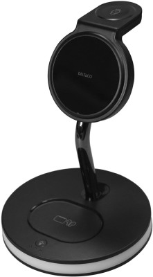 Deltaco QI-1041, 3-i-1 magnetisk trådlös laddare, Phone/TWS/Watch, LED-belysning