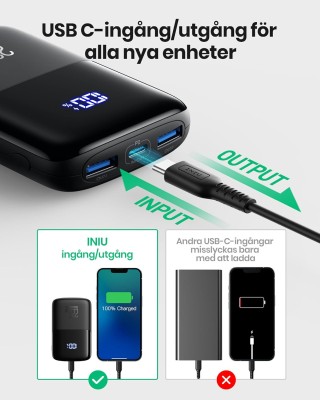 INIU Mini Power Bank, 22,5W Snabbladdning 10000mAh USB C in & out Bärbar Laddare, PD3.0 QC4.0 Externt Batteri Kompatibel med iPhone 15 14 13 12 11 Pro Max Plus iPad Samsung S22 S21 Xiaomi Google etc.#3