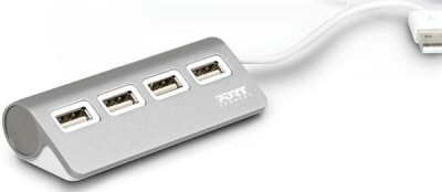 USB 2.0-hub PORT Designs, 4xUSB 2.0 - Silver/vit
