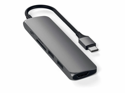 Zeskris Slim USB-C MultiPort Adapter V2 SpaceGrey, 4K ultra HDMI, 2 x USB3.0, SD/MicroSD, USB-C