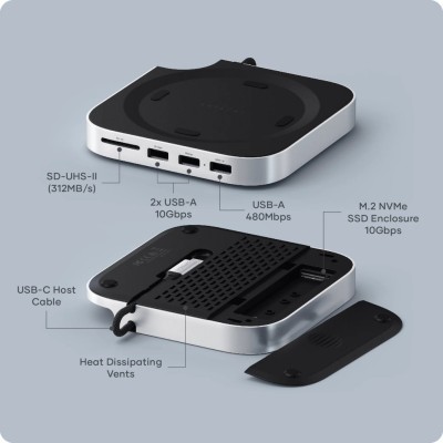 Satechi Mac Mini M4 Stand & Hub med M.2 NVMe SSD-plats#5