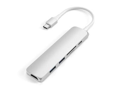 Satechi Slim USB-C MultiPort Adapter V2 Silver, 4K HDMI, 2 x USB3.0, SD/MicroSD, USB-C