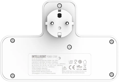 Grenuttag/laddare SiGN 20W med LED-nattlampa, 2-vägs, 2xUSB-A, 1xUSB-C - Vit#4
