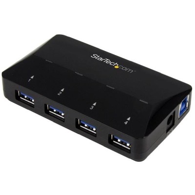 USB 3.0-hub StarTech ST53004U1C, 4xUSB 3.0 + 1x2,4A snabbladdningsport, inkl. strömadapter