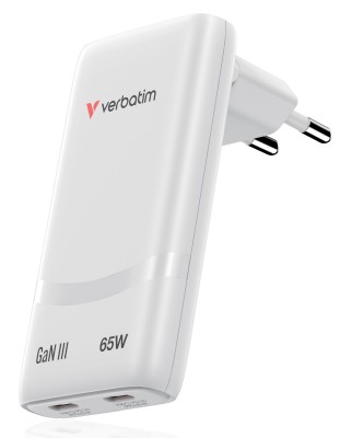 Väggladdare Verbatim Fold 'n' Go GaN Charger 65W, 2xUSB-C - Vit#2